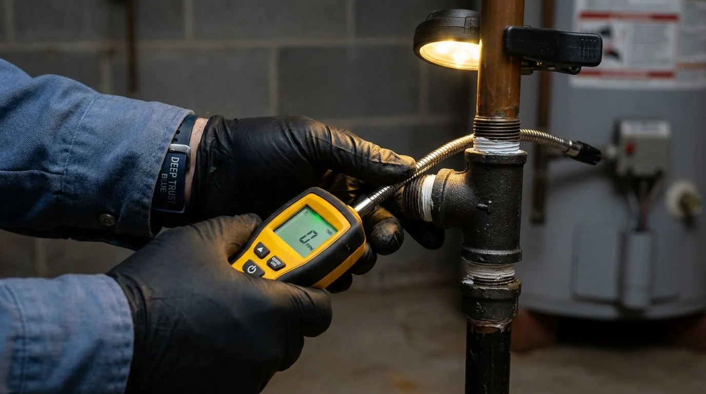 Gas leak detection with electronic sniffer by Johns Plumbing LLC in Kiel