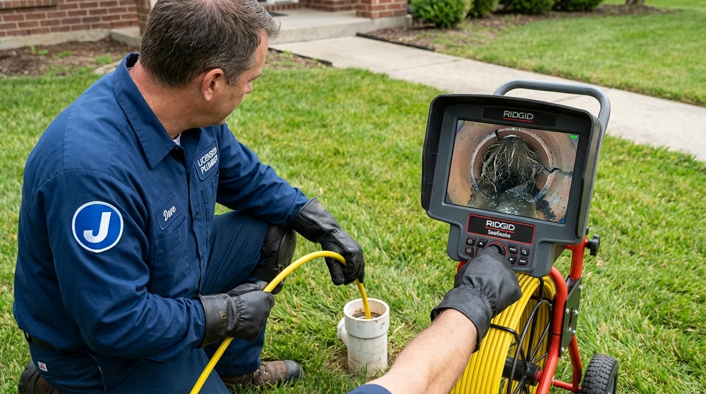 Sewer camera inspection being performed by Johns Plumbing LLC in Kiel