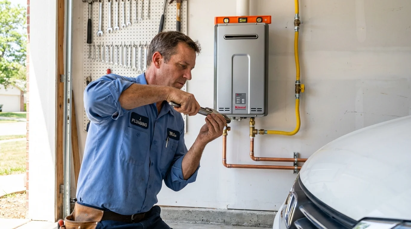 Tankless water heater installation by a Johns Plumbing LLC plumber in Kiel